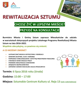 Konsultacje dot. rewitalizacji Sztumu