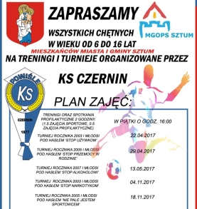 Zaproszenie na treningi i turnieje organizowane przez KS Czernin
