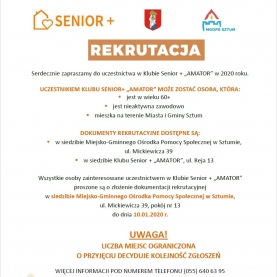 Rekrutacja do klubu Senior+ "AMATOR"